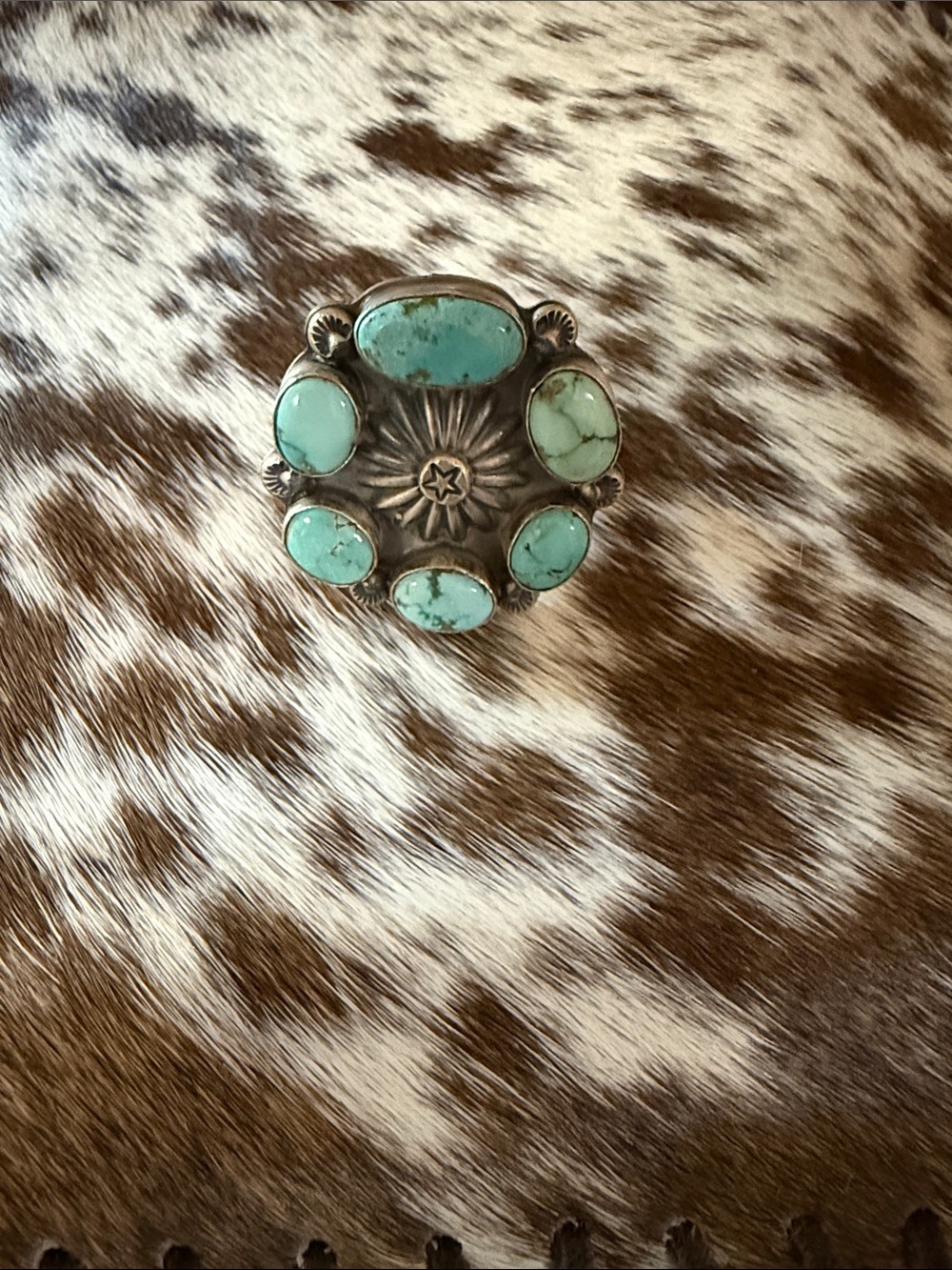 Beautiful turquoise & silver 6 stone ring - Picture 2 of 10